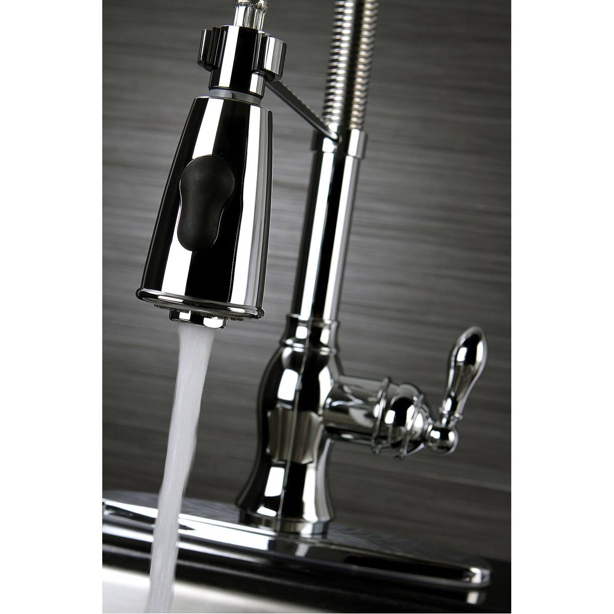 Kingston Brass GSY8894ACL American Classic Single-Handle Pre-Rinse Kitchen Faucet, Black Stainless