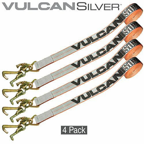 Vulcan Silver 96x22 Auto Tie Down Strap Only, RTJ Hooks, 3300 lbs. SWL, 4 Pack
