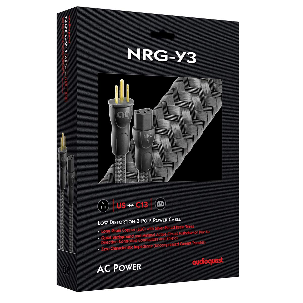 AudioQuest NRG-Y3, Low-Distortion 3-Pole AC Power Cable, 4.5 Meter/14.76 Feet