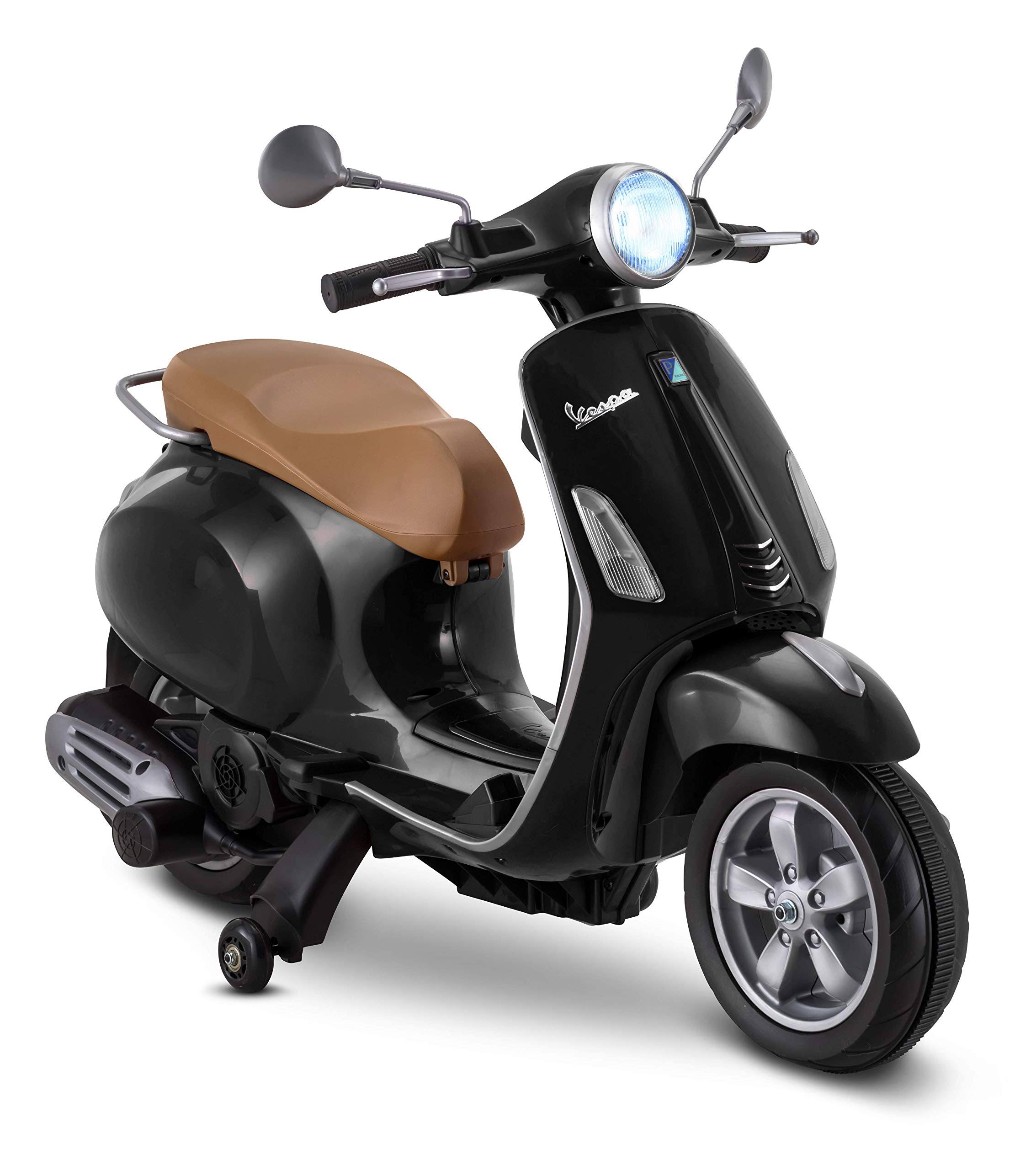 Kid Trax Toddler Vespa Scooter Electric Ride on Toy, 3-5 Years Old, 6 Volt, Max Weight 60 lbs, Black, 6V (KT1419AZA)
