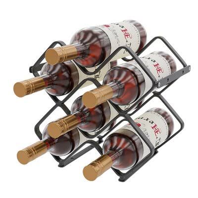 Black Metal Wine Bottles Holder Organizer 6 Bottles Gold Wine Rack, Countertop or Wall Mounted for Wine Storage, Hanging Wine St