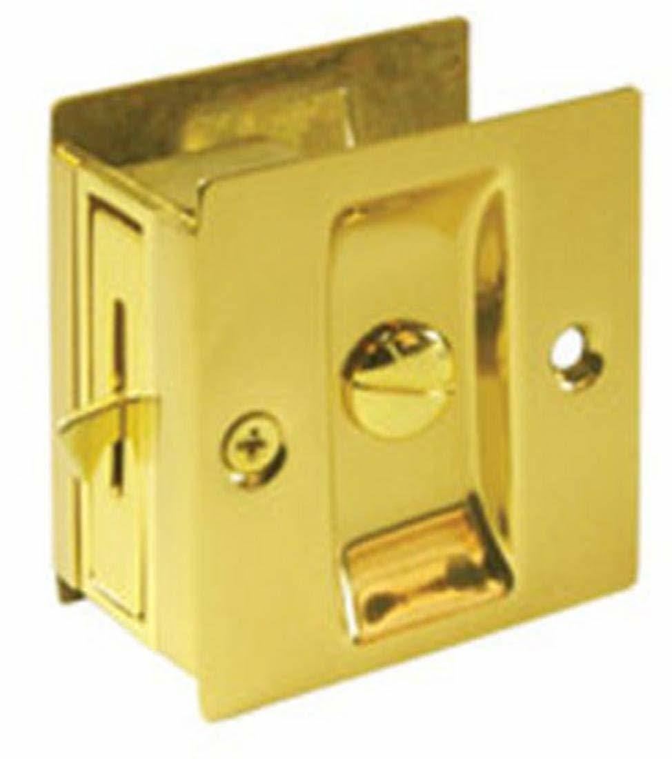 2-1/2' x 2-3/4' Solid Brass Pocket Door Privacy Lock Polished Brass