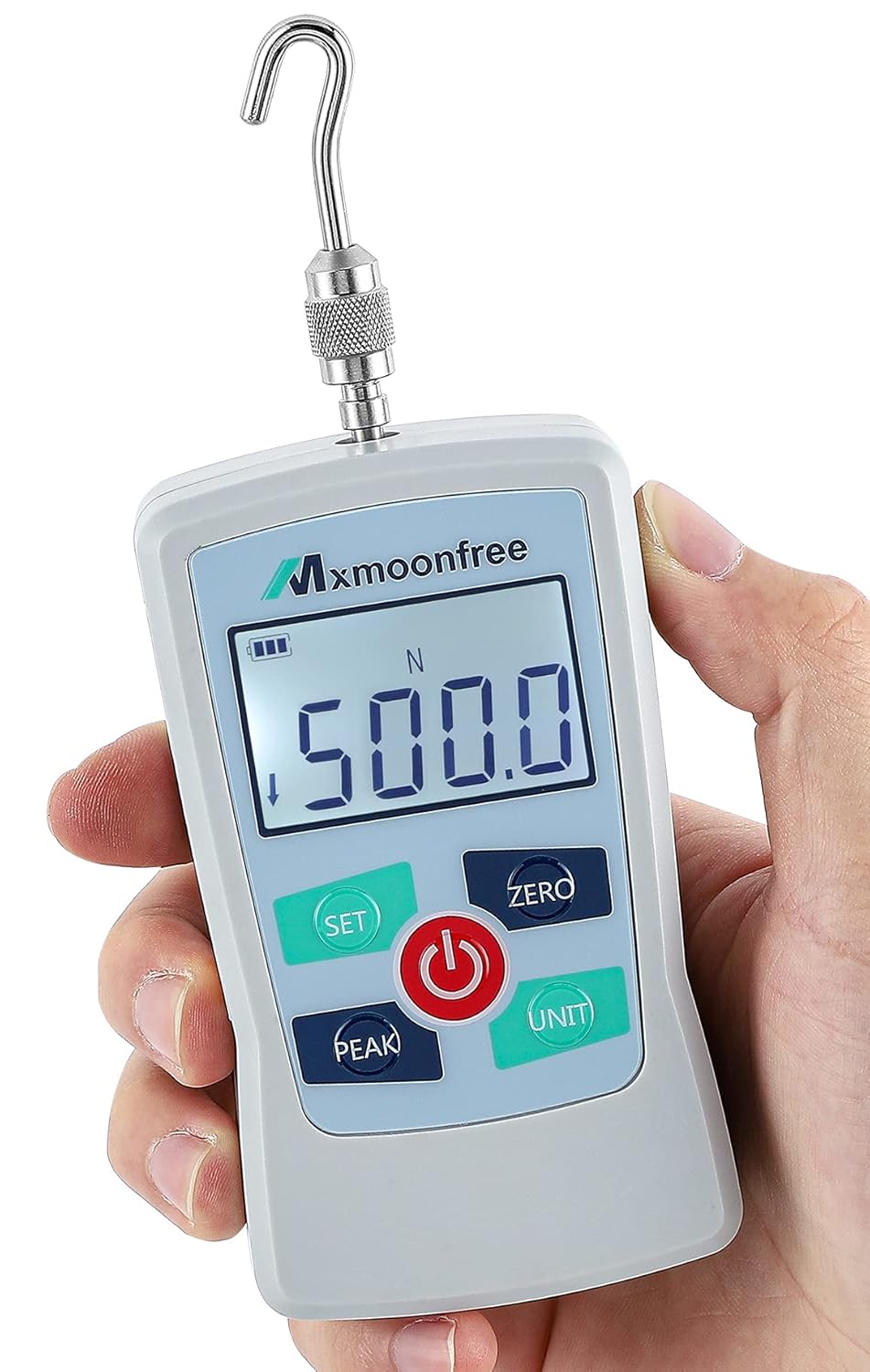 Mxmoonfree 500N Digital Force Gauge Push Pull Gauge Portable Force Meter with Units N/ LB/ Kg/ Oz, Storage Case, Auto Backlit LCD, Auto Power-off (ZMF-500N)