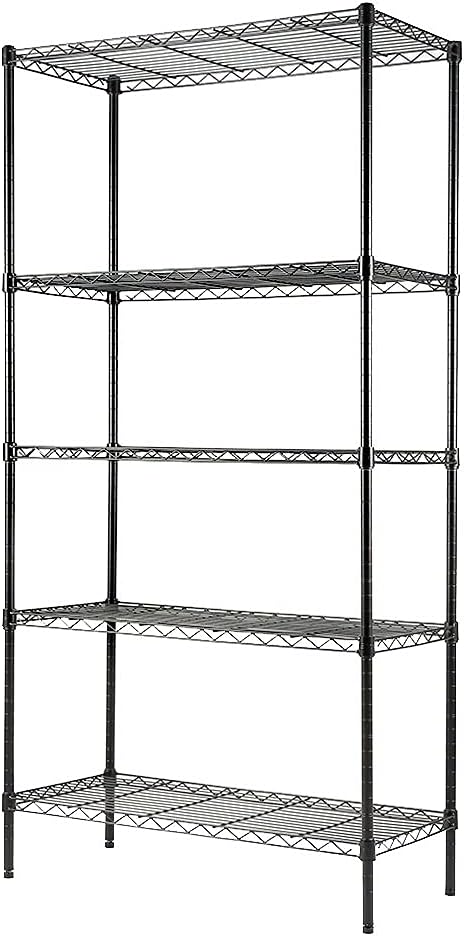 EFINE 5-Shelf Shelving Unit, Adjustable Carbon Steel Wire Shelves, 150lbs Loading Capacity Per Shelf, Shelving Units and Storage for Kitchen and Garage (30W x 14D x 60H) Black Pack of 2
