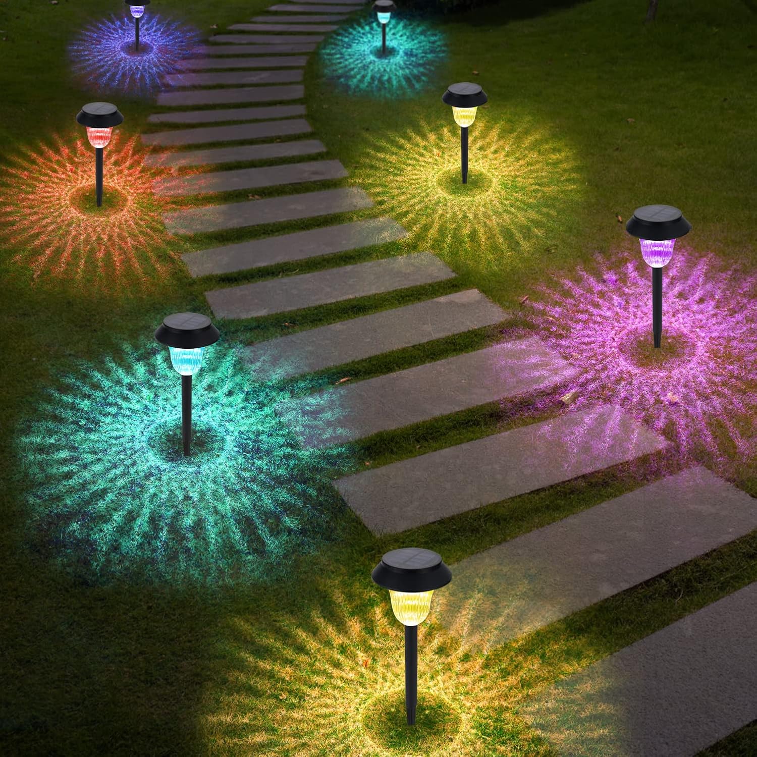 8 Pack Solar Pathway Light for Garden, Auto ON/Off and Waterproof Solar Yard Lights for Landscape, Walkway and Pathway. (Warm White)