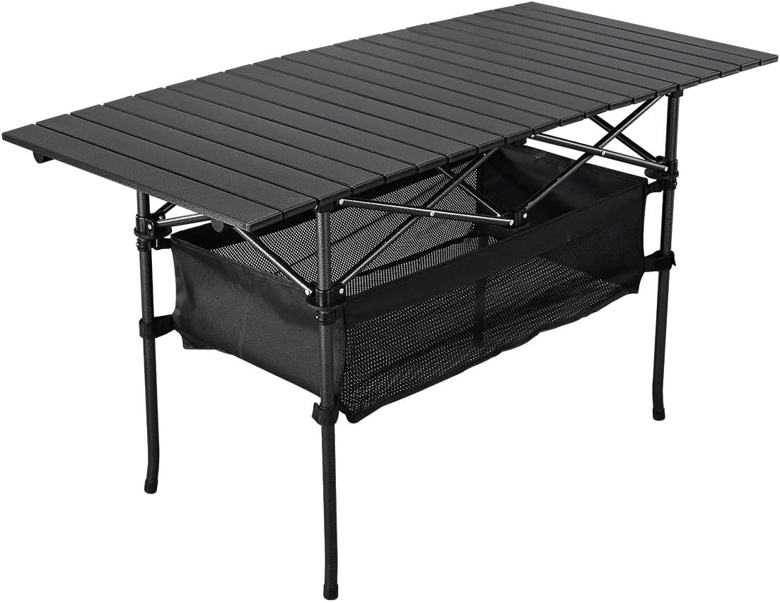 WUROMISE Sanny Outdoor Folding Portable Picnic Camping Table, Aluminum Roll-up Table with Easy Carrying Bag for Indoor,Outdoor,Camping, Beach,Backyard, BBQ, Party, Patio, Picnic