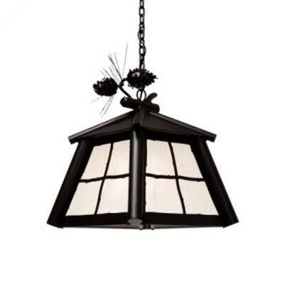 Steel Partners Saranac 1-Light Outdoor Hanging Lantern Finish: Rust, Shade Type: Slag Glass Pretended