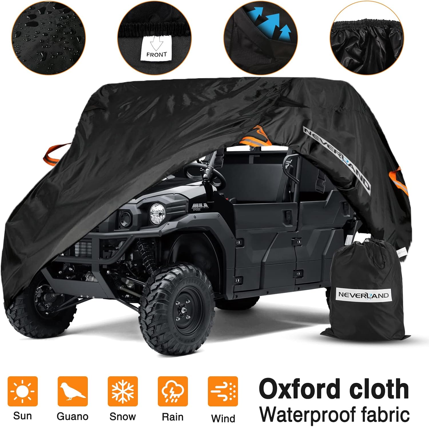 NEVERLAND UTV Covers, Storage Sun-UV Rain Snow Protector Universal for Kawasaki Polaris Honda Suzuki Yamaha Arctic Cat John Deere Kymco Bobcat Argo (4-6 Passenger) Pack of 2
