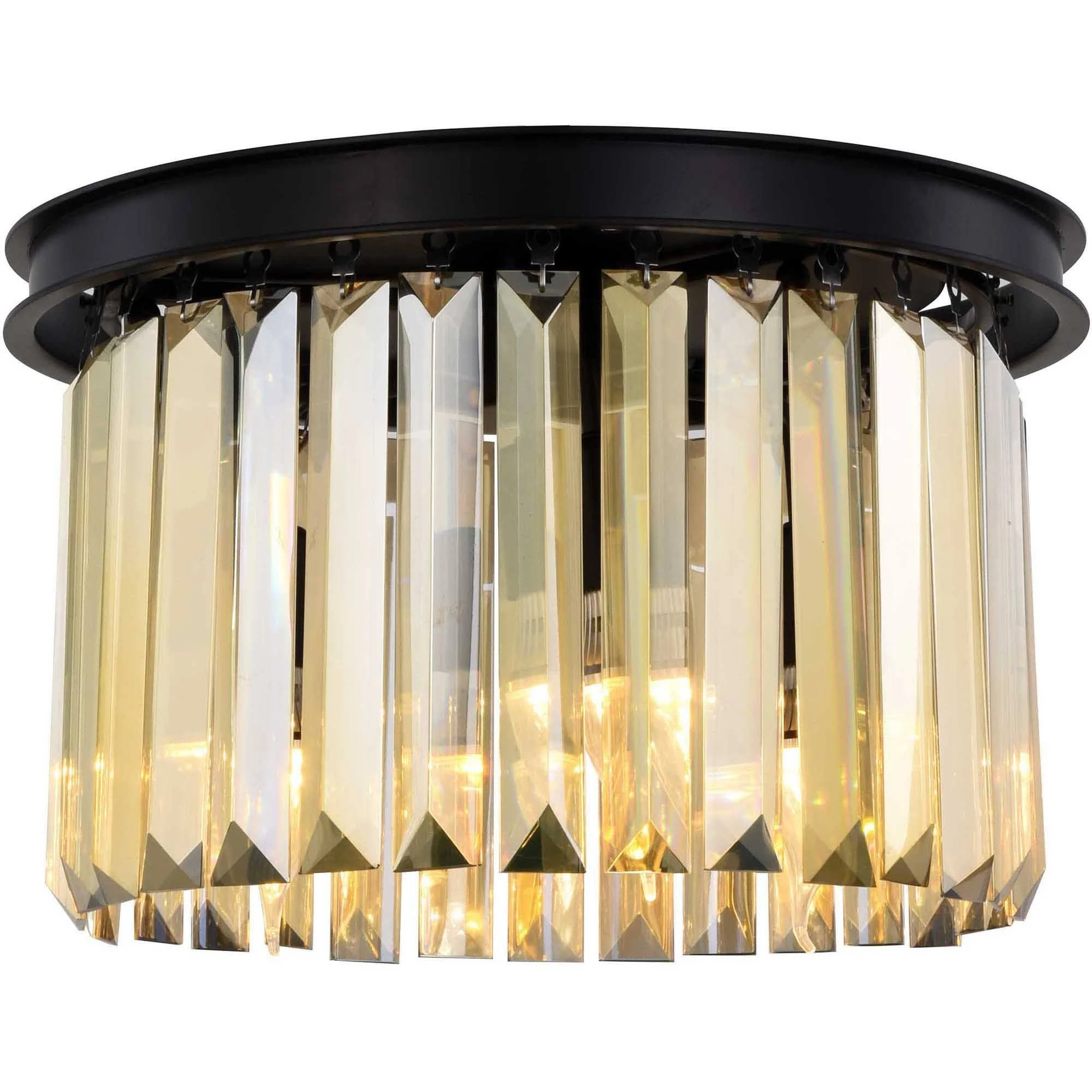 Elegant 1238F16MB-GT/RC Sydney 3 Light Matte Black Flush Mount