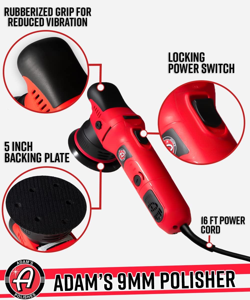 Adam's 9mm Dual Action Car Polisher - Buffer Car Scratch Remover for Car Detailing
