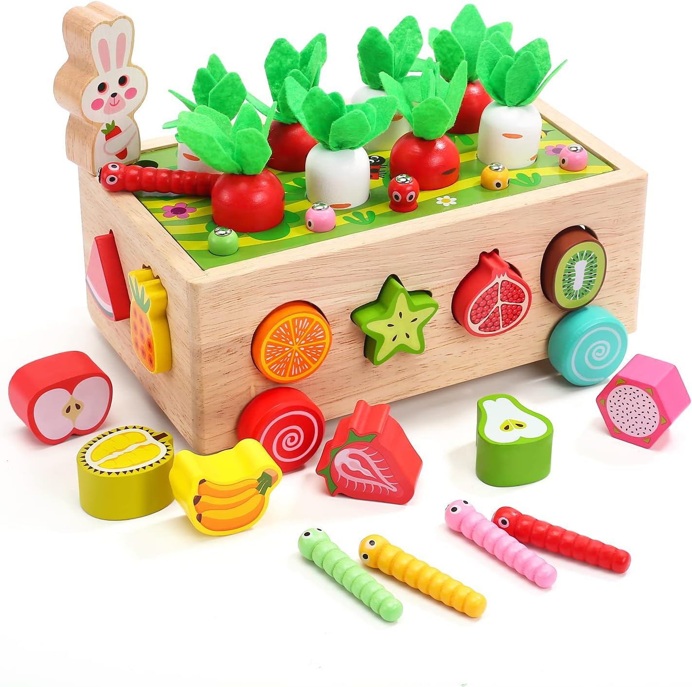Montessori Wooden Stacking Toys, Learning Sorting Toys for Toddlers, Baby, 1 2 Year Old Boys and Girls