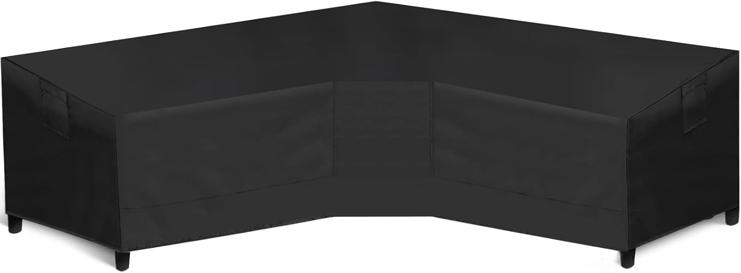WLEAFJ Patio V-Shaped Sectional Sofa Cover Waterproof, Heavy Duty Outdoor Sectional Couch Cover, Lawn Patio Furniture Cover with Air Vent 89