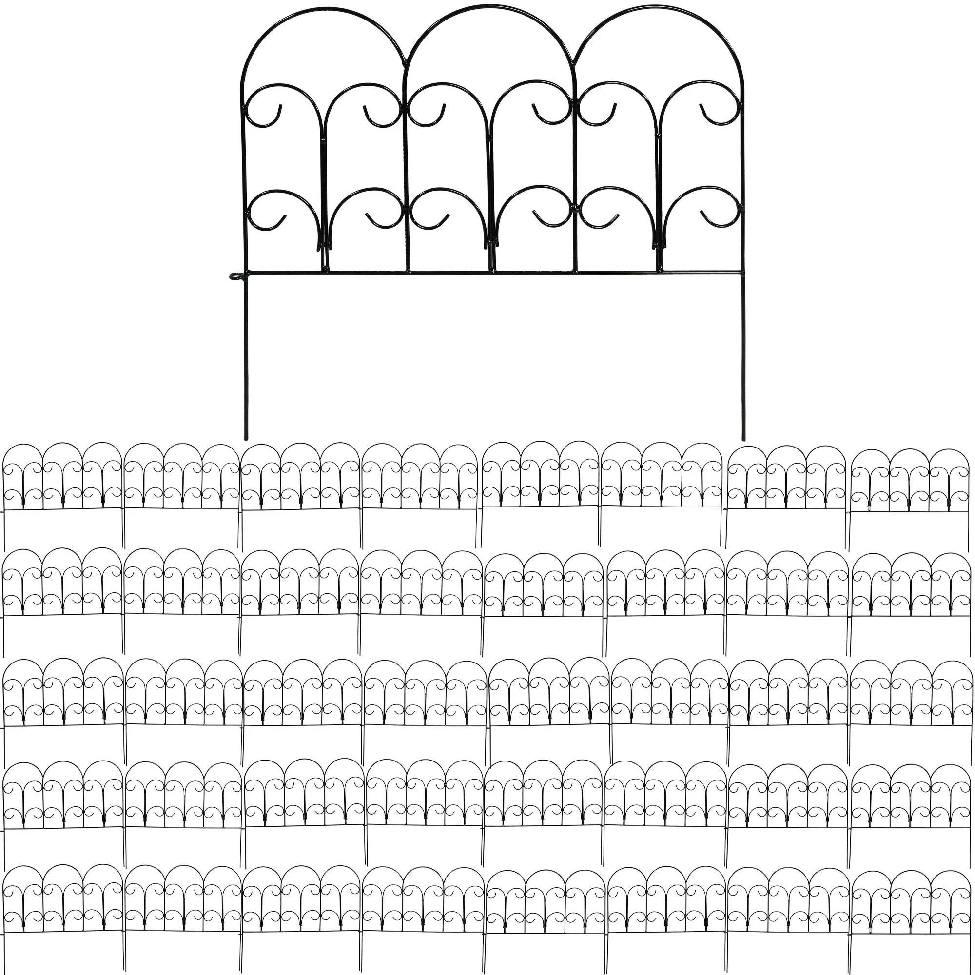 Sunnydaze Decor 16x22 Tall 40-Piece Victorian Border Fence Set - Black