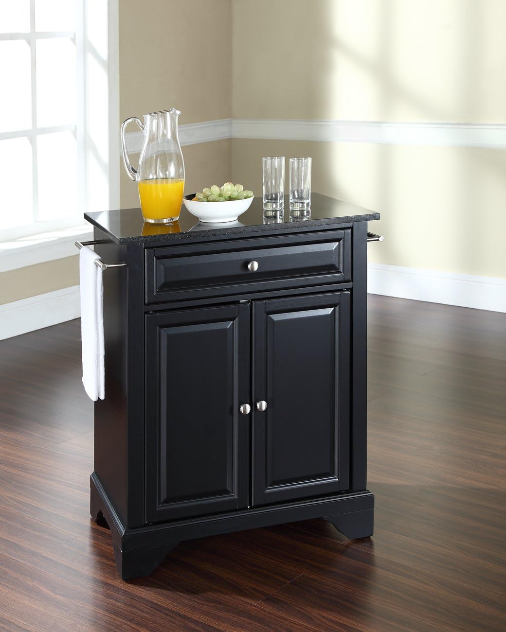 Crosley Furniture Lafayette Compact Kitchen Island with Natural Wood Top, Cherry