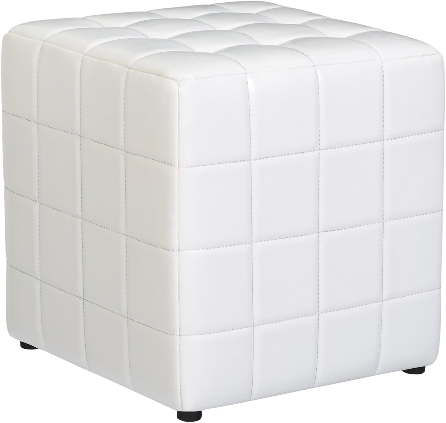 FIRST HILL FHW Altair Square Faux-Leather Ottoman - Moonlight White Pack of 2