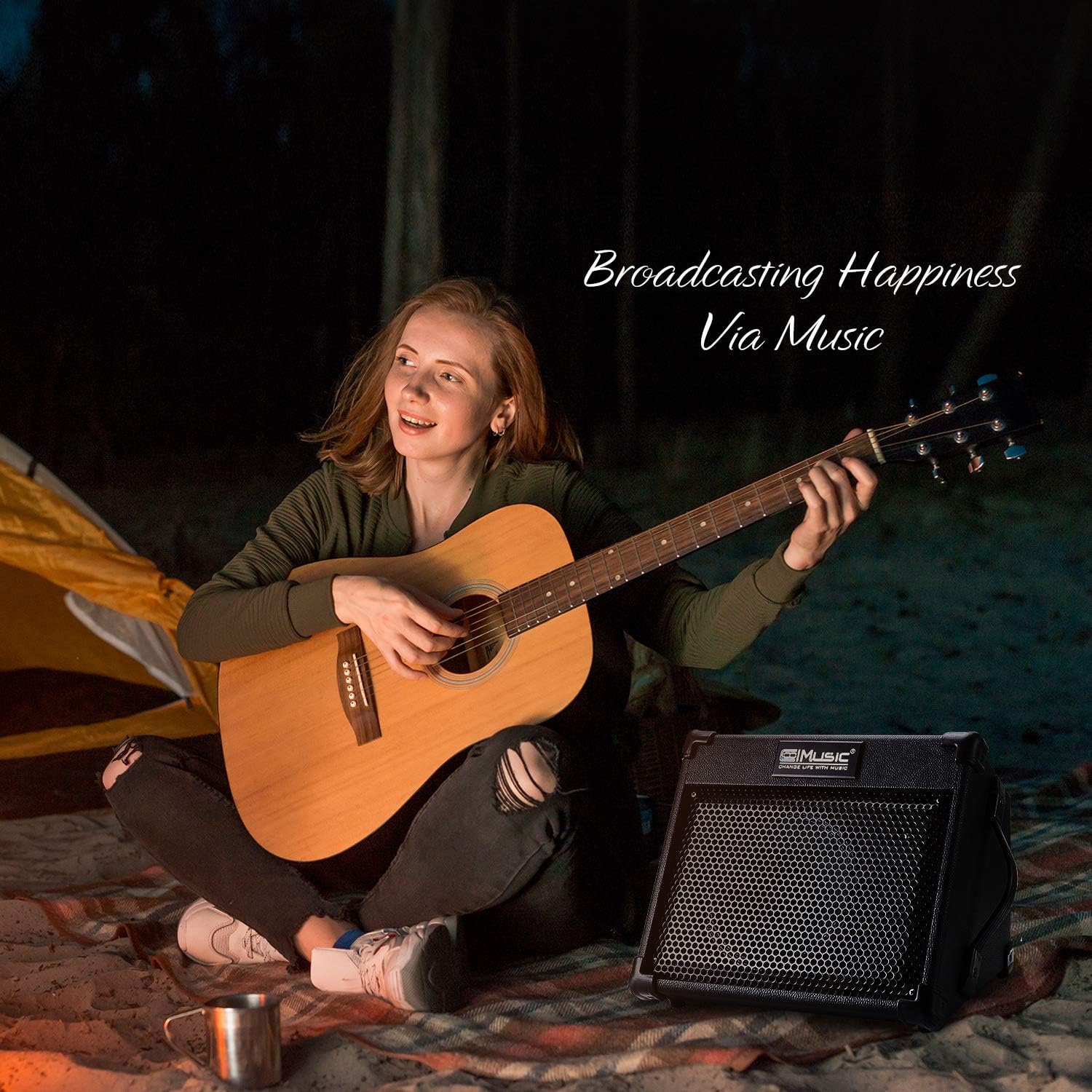 Acoustic Guitar Amplifier, 40 Watt Portable Rechargeable Amp for Guitar Acoustic with Bluetooth, 3 Channel, 2 Band EQ, Black