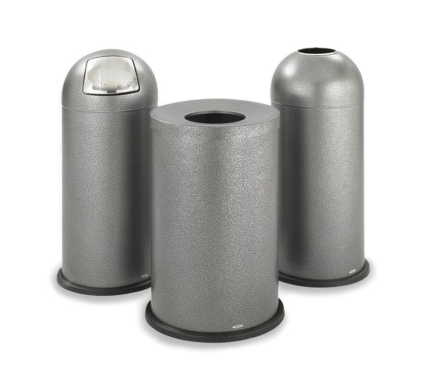 Safco Push Top Dome Receptacles - Trash can - push lid - 15 gal - powder-coated steel - black speckle