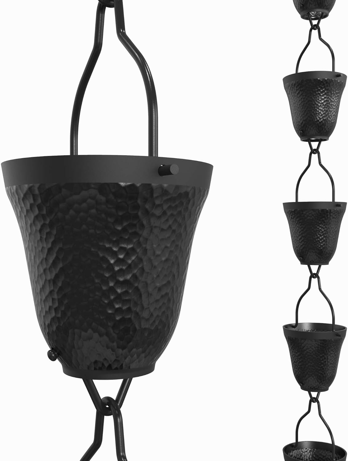 Rain Chains Direct Contempo Rain Chain, 8.5 Feet Length, Aluminum, Black Powder Coated, Functional and Decorative Replacement for Gutter Downspouts Pack of 2