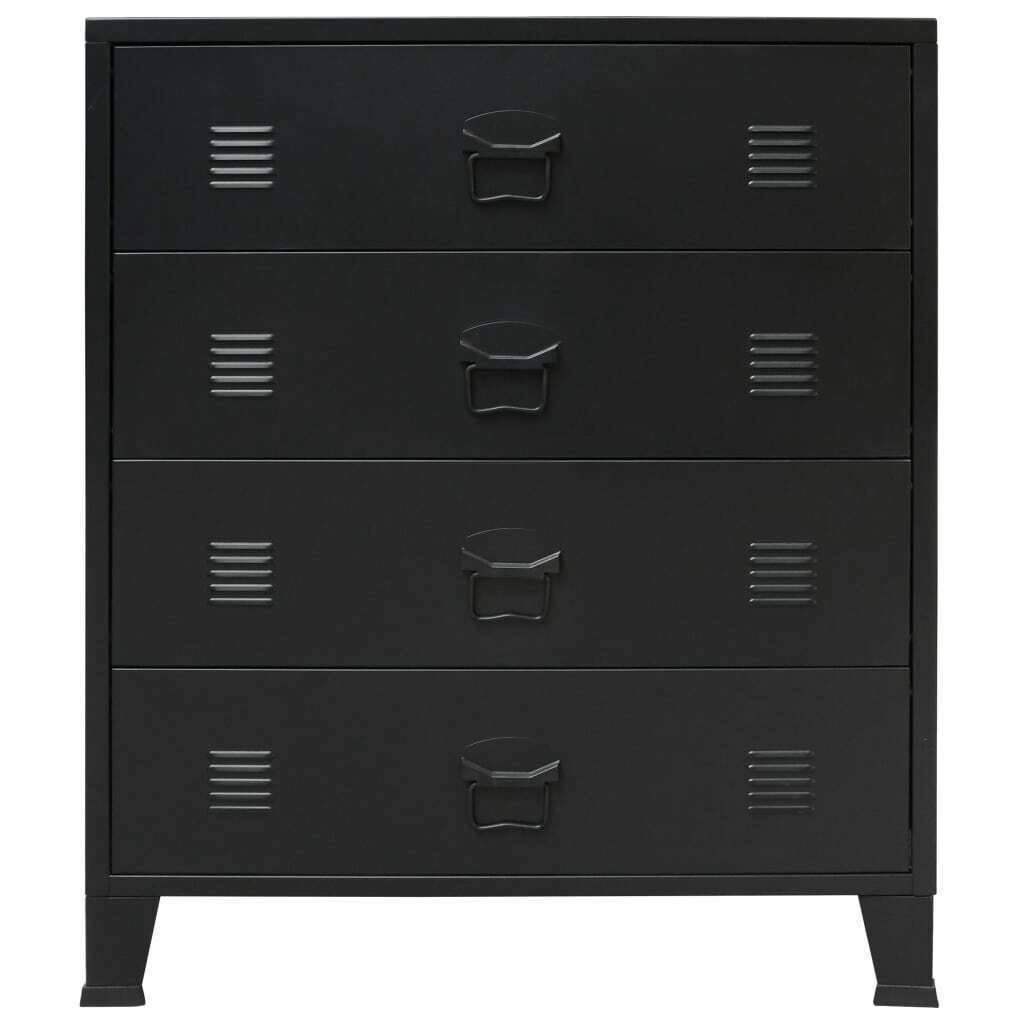 vidaXL Chest of Drawers Metal Industrial Style 30.7x22x15.7x22x36.6x22 Black