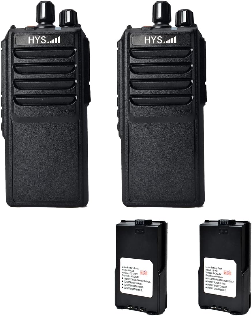 HYS 25Watt Super Long Range Handheld 16Channel 400-480Mhz UHF 4000mAh Battery Walkie-Talkie Two-Way Radio with Extra Batteries (2pack)