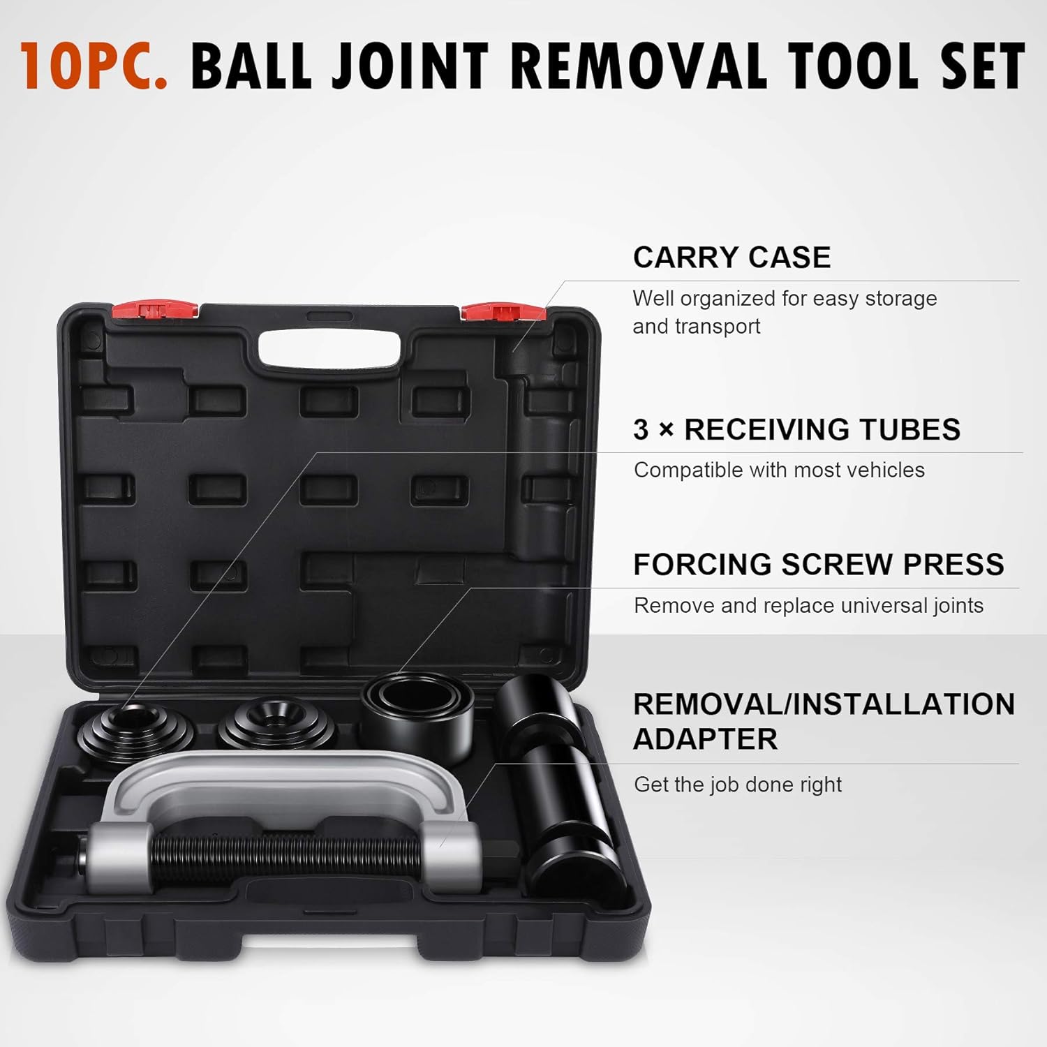 Heavy Duty Ball Joint Press & U Joint Removal Tool Kit with 4wd Adapters, for Most 2WD and 4WD Cars and Light Trucks (BK) Pack of 2