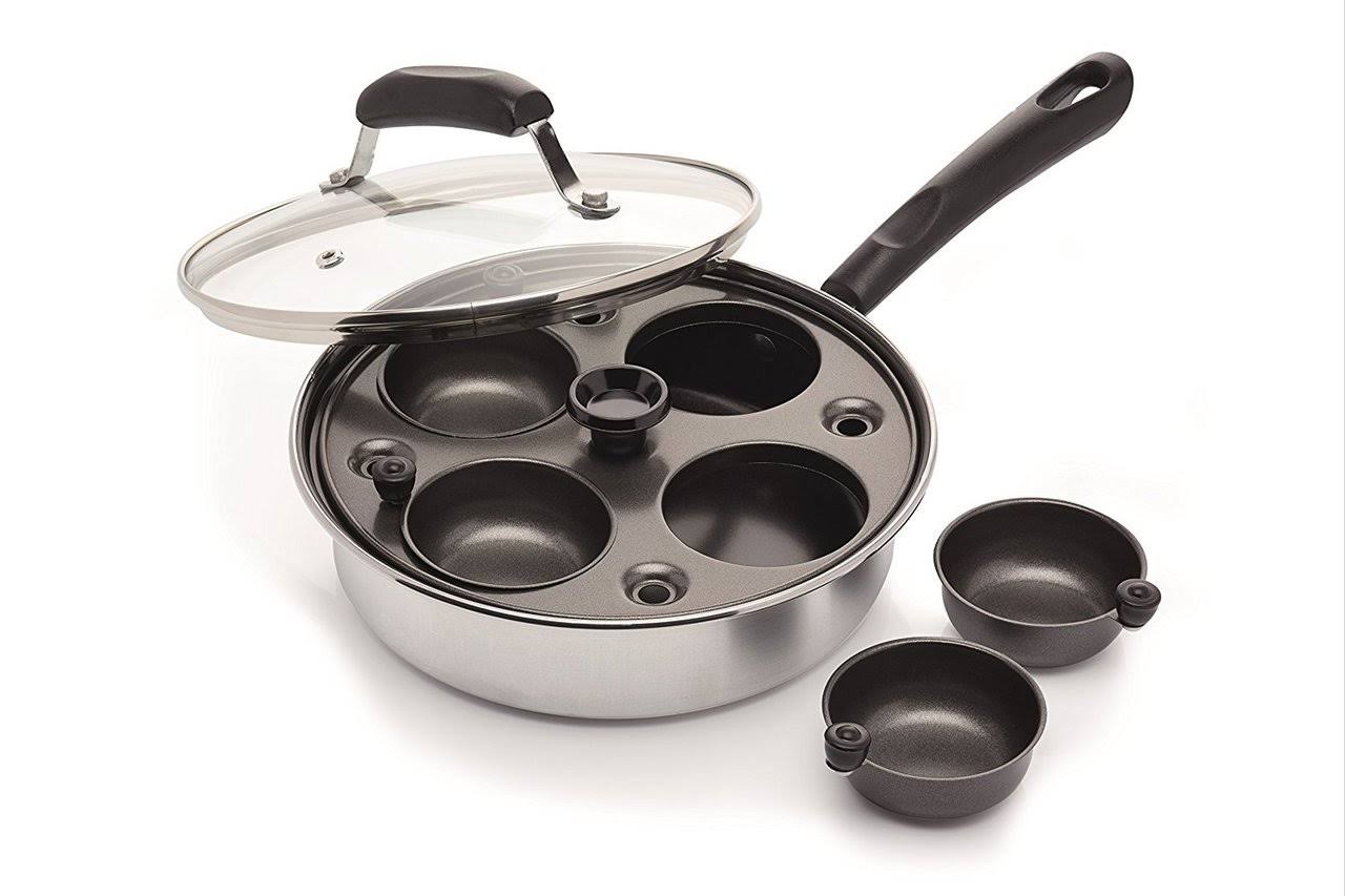 KitchenCraft 4 Egg Poacher Pan, Induction Safe, Carbon Steel, 21 cm