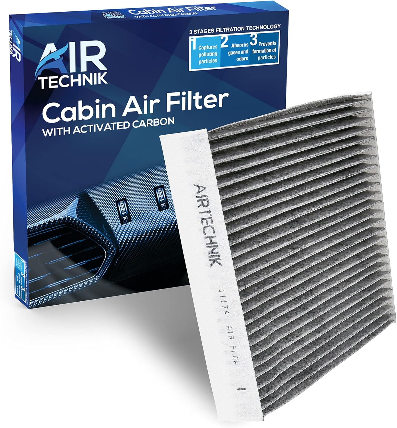 AirTechnik CF11174 Cabin Air Filter w/Activated Carbon | Fits Ford Fusion 2010-2012 / Lincoln MKZ 2010-2012 / Mercury Milan 2010-2011