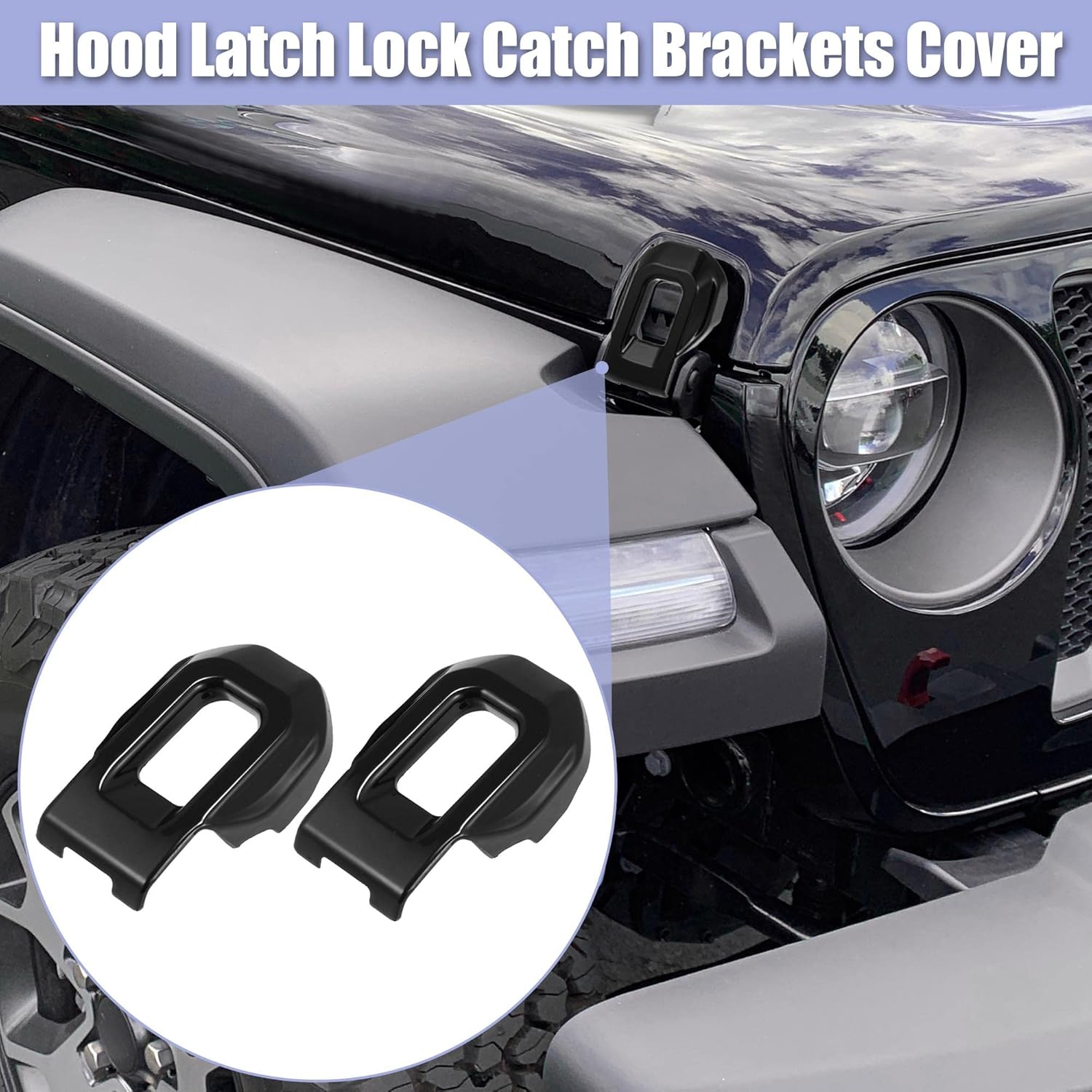 X AUTOHAUX 2pcs Black Hood Latch Lock Catch Brackets Cover for Jeep Wrangler JL JLU 2018-2021 Gladiator JT 2020-2021 Stickers Exterior Trim Cover Accessories Pack of 2