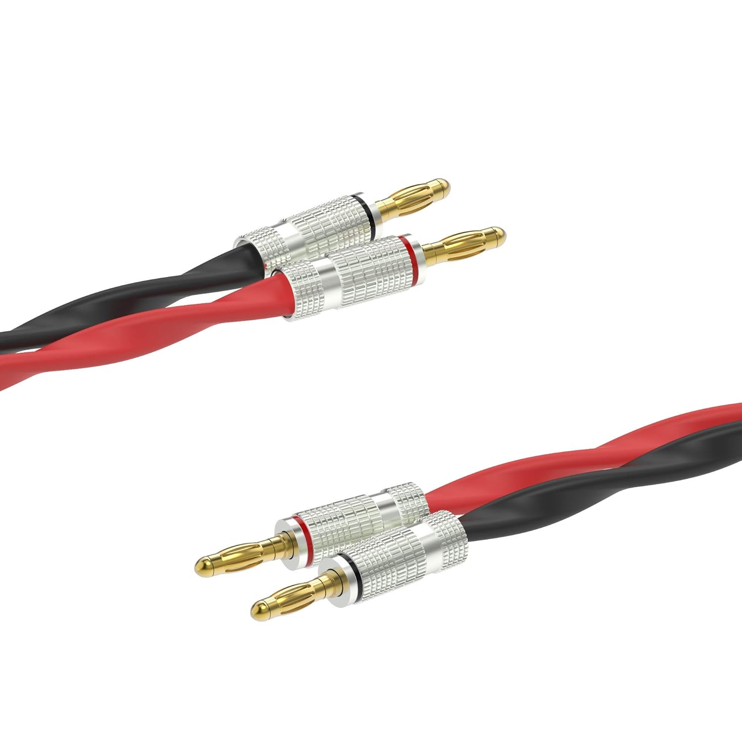 ChromaLeaf Canare 4S11 Professional Audio Speaker Cable | Premium Gold Plated Banana Plugs | Gray | 3 Feet | Assembled in The USA Pack of 2