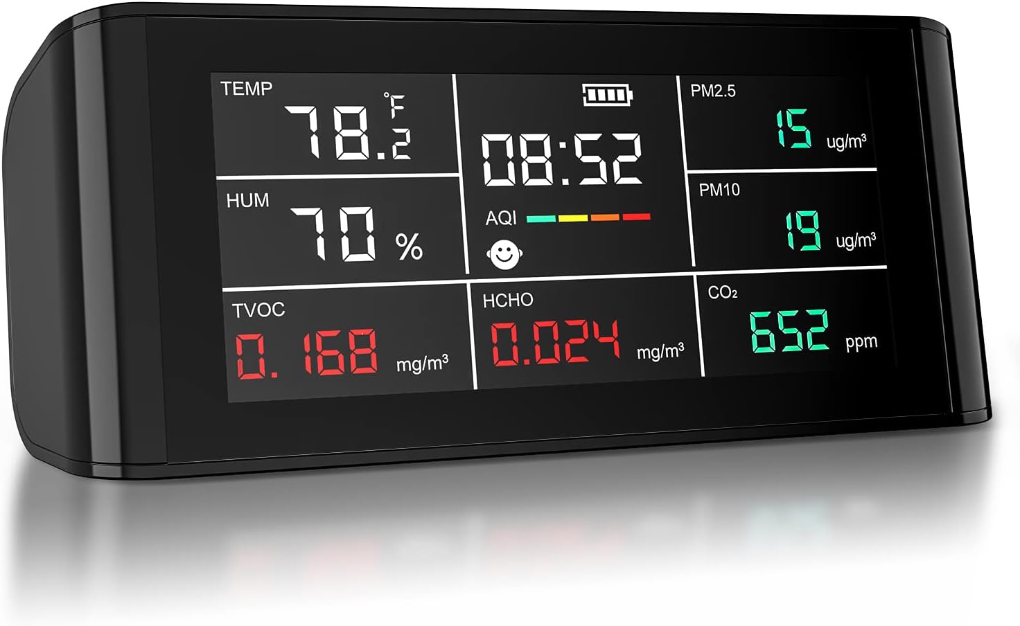 Air Quality Monitor, Aiment Upgraded 9 in 1 Multifunctional CO2 Detector High Accurate Sensor Air Quality Detector Air Analyzer for CO2 PM2.5/PM10 Formaldehyde(HCHO) TVOC/AQI for Indoor Home Office