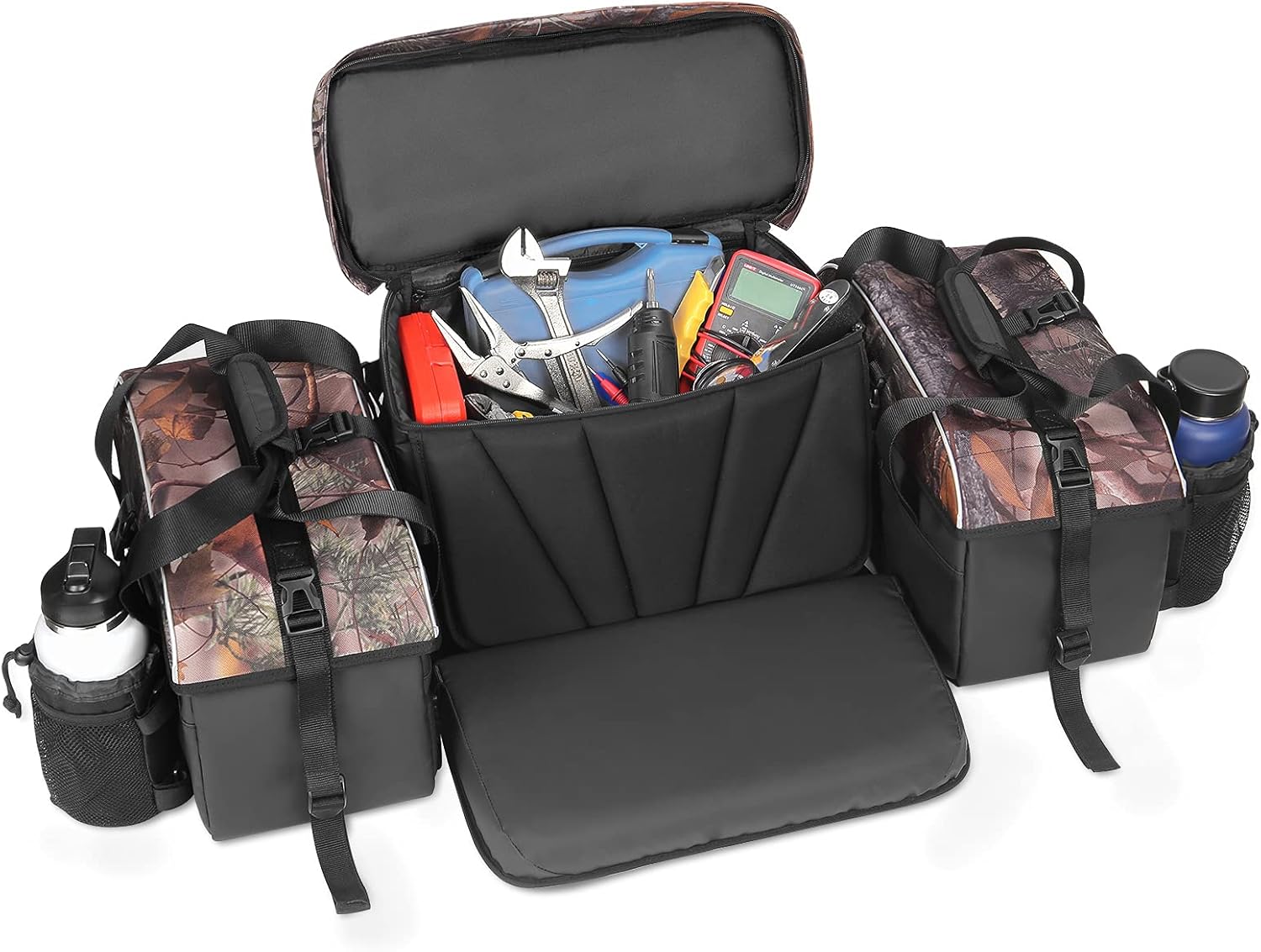 ATV Cargo Bag with Cooler, kemimoto ATV Storage Bags w/Cushion, Camo ATV Bag Water-Resistant Reflective Strips, Four Wheeler Gear Bag Accessories Compatible with Polaris Sportsman Rancher Grizzly