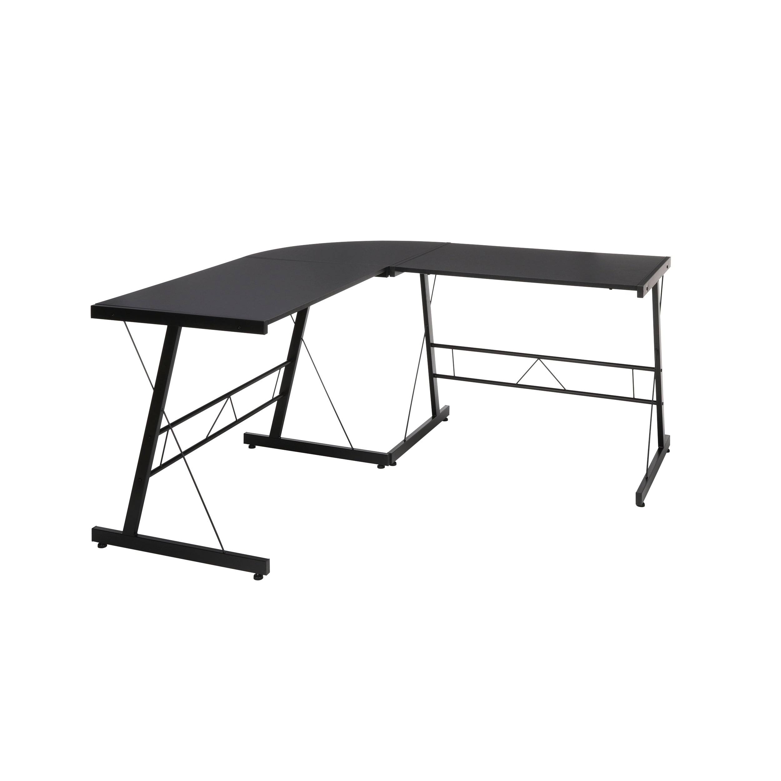 Ofm Essentials Collection 60x22 Metal Frame L-Shaped Corner Computer Desk, Black