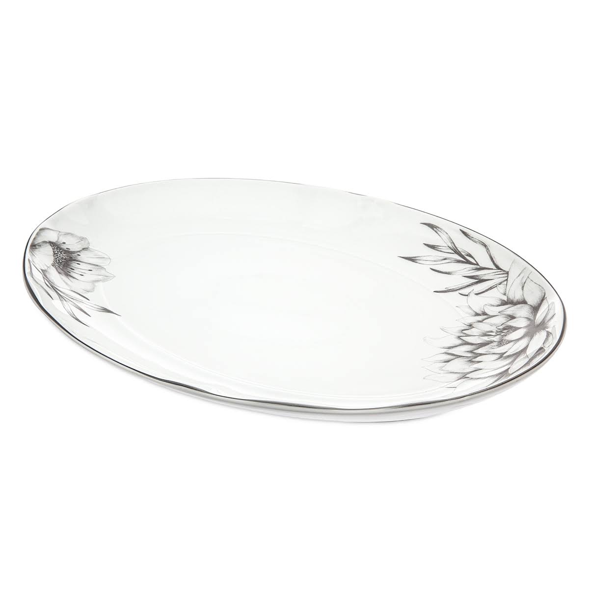 Ricci Argentieri Dahlia 14x22 Platter - White/Black