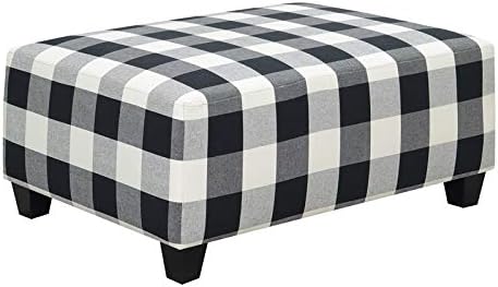 Wallace & Bay Lille Buffalo Check Ottoman with Plastic Legs