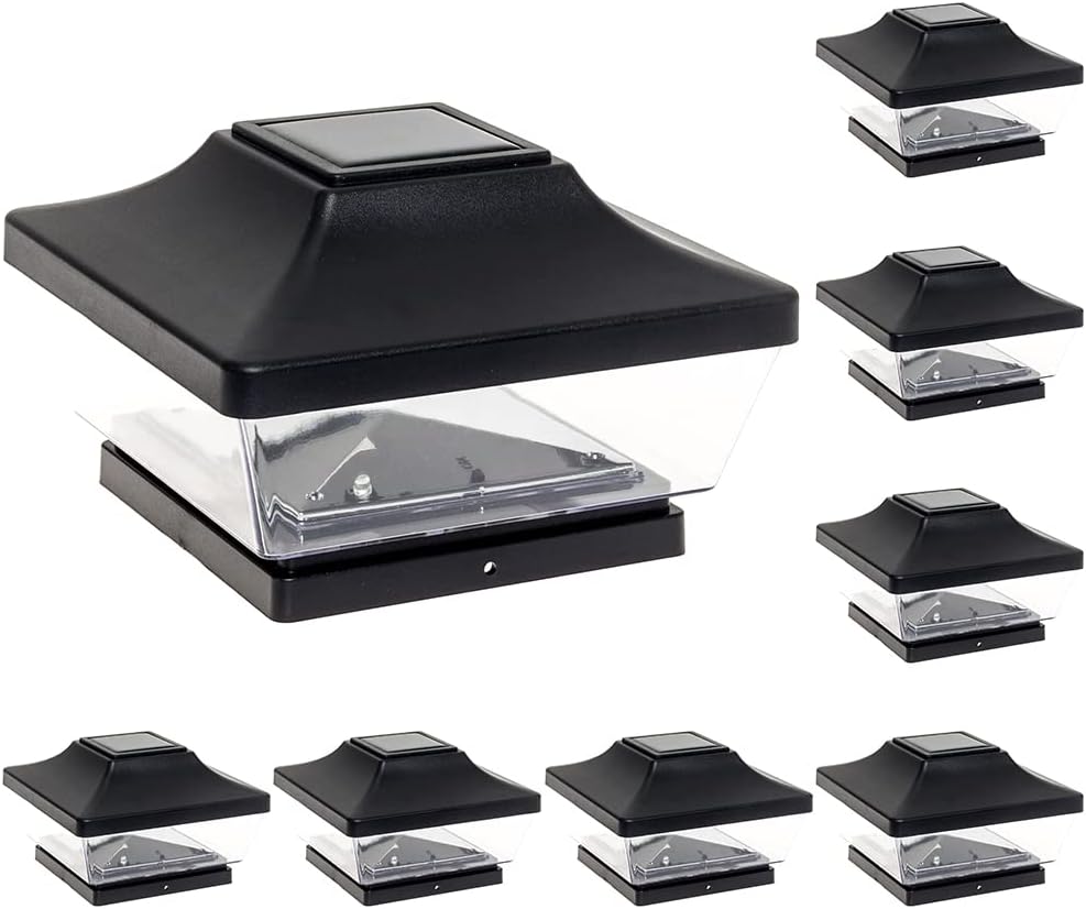 GreenLighting 4 Pack Arcadia 5 x 5 Solar LED Post Cap Light w/ 5 & 6 Inch Post Adapter (White)