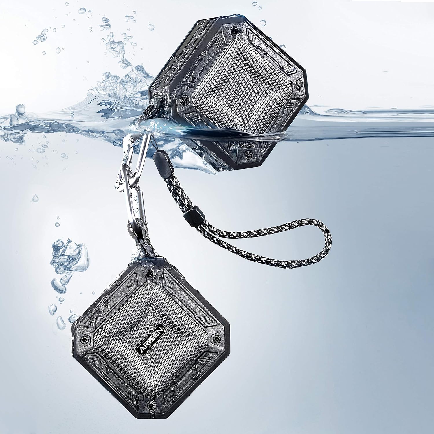 Small Portable Bluetooth Speakers Waterproof, ARISEN 8W SuperLoud & DeepBass Micro Wireless Speaker, IP67 Water-Resistant, Anti-Drop, Built-in Mic, Support Siri & Google Voice Commands, 16-H Playtime Pack of 2