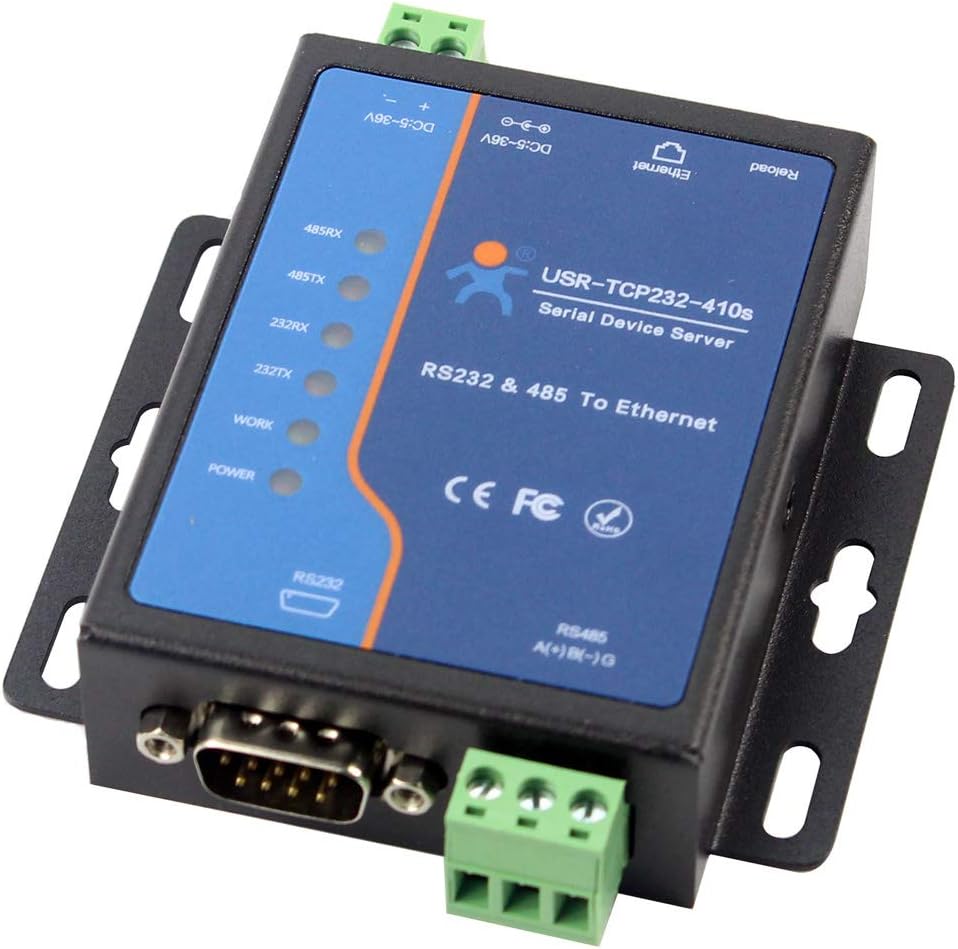 Dual Port Server Industrial Serial RS232 RS485 to Ethernet Converter Modbus RTU to TCP Multiple Working Modes Support TCP/UDP Server/Client and HTTPD Client Pack of 2