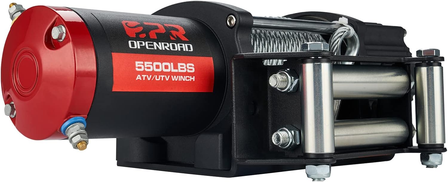 OPENROAD 5500 lb Capacity Electric Winch with Cable,12V ATV Winch with Wireless Remote Control,UTV/ATV Towing Winch with Winch Mount Plate,Recovery Winch Kit