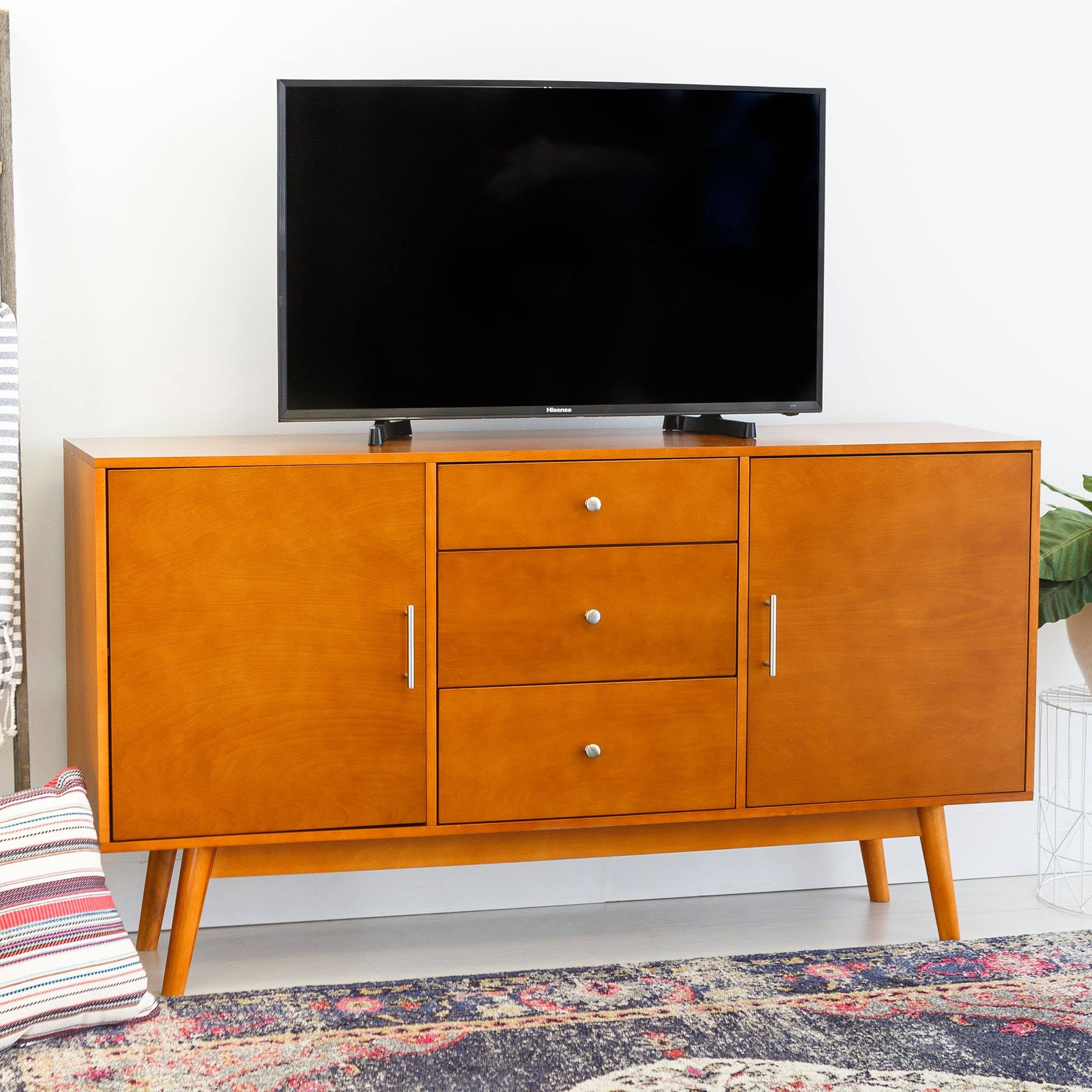 Mid-Century Modern Wood Console TV Stand for TVs Up to 65x22 Acorn - Saracina Home