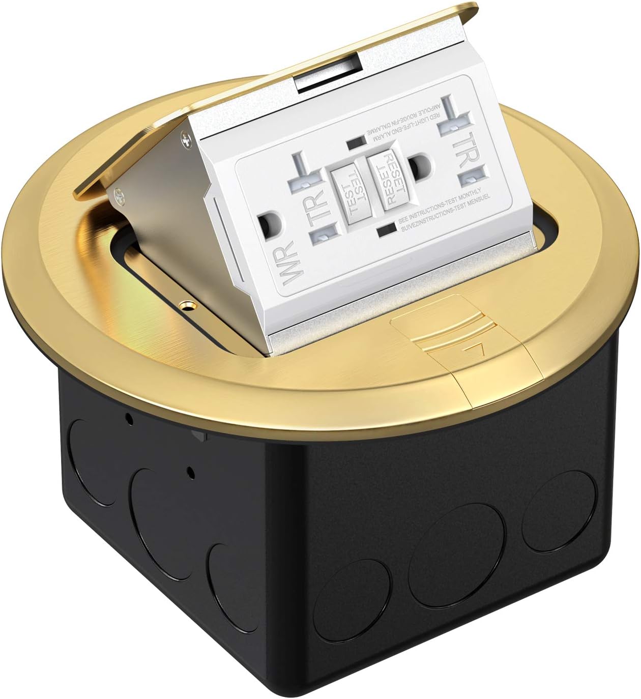 WEBANG Pop Up Floor Outlet Covers Box with 20 Amp Stainless Steel GFCI Tamper/Weather Resistant Receptacle Outlet (Silver)