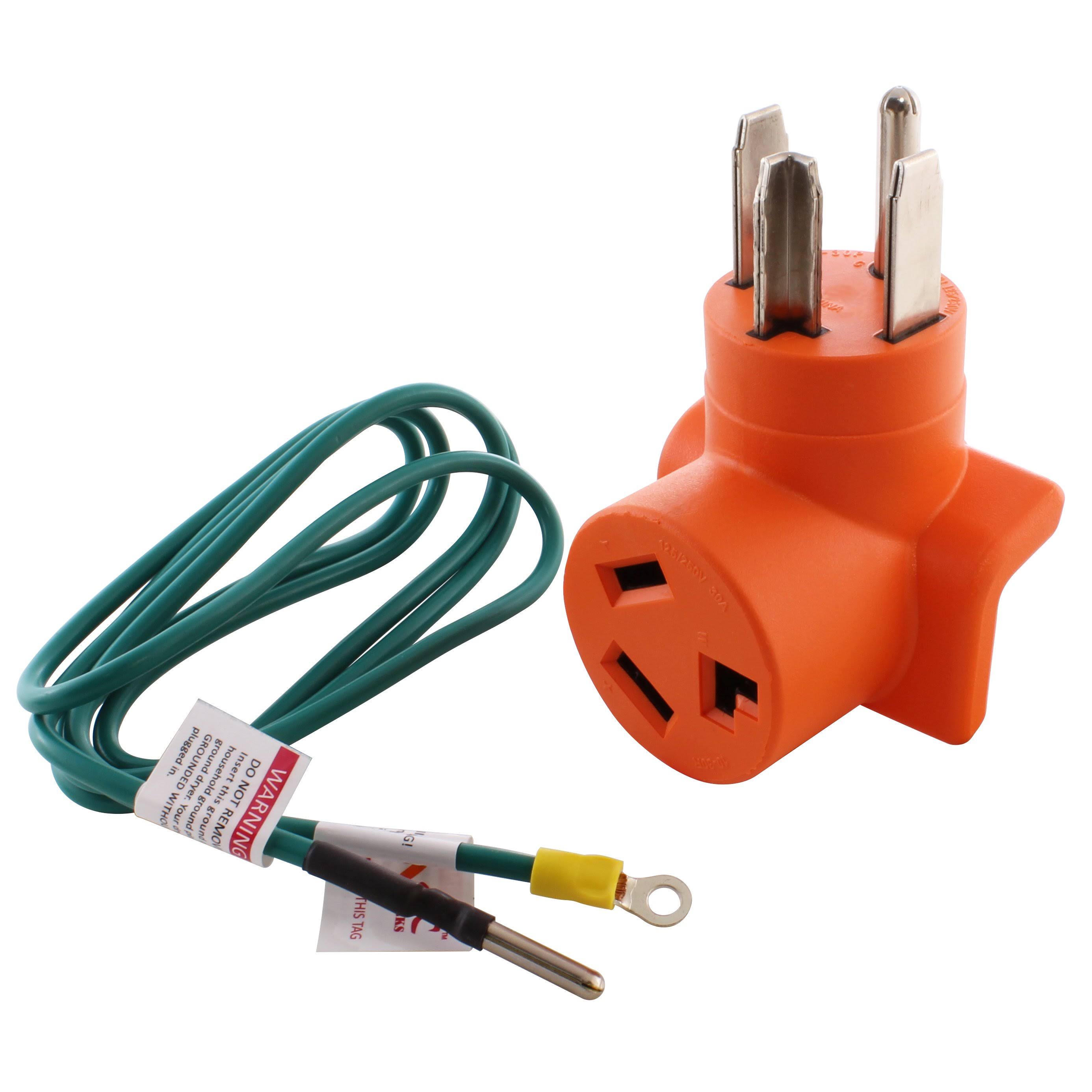AC Works 30 Amp 4-Prong Dryer Wall Outlet Adapter (To 3-Prong 30A Dryer-Compact)