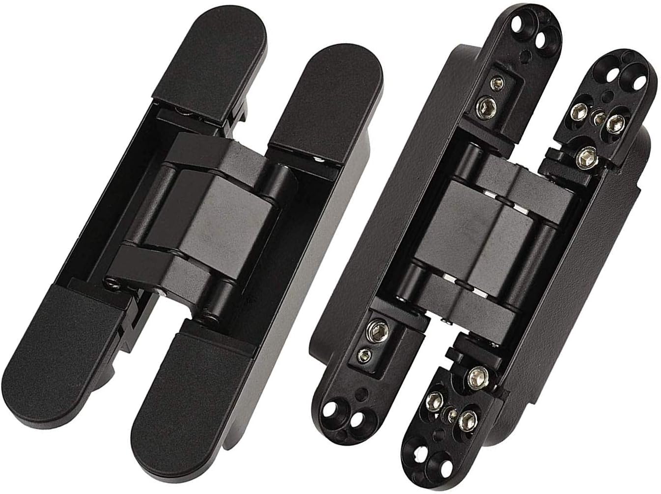 TamBee 7inch Hidden Door Hinges Invisible Hinges Concealed Hinges Zinc Alloy 180 Degree Swing Hinge 3 Way Adjustable Butt Hinge 7 x 2.8 x 1 inch Black (2 Hinges)