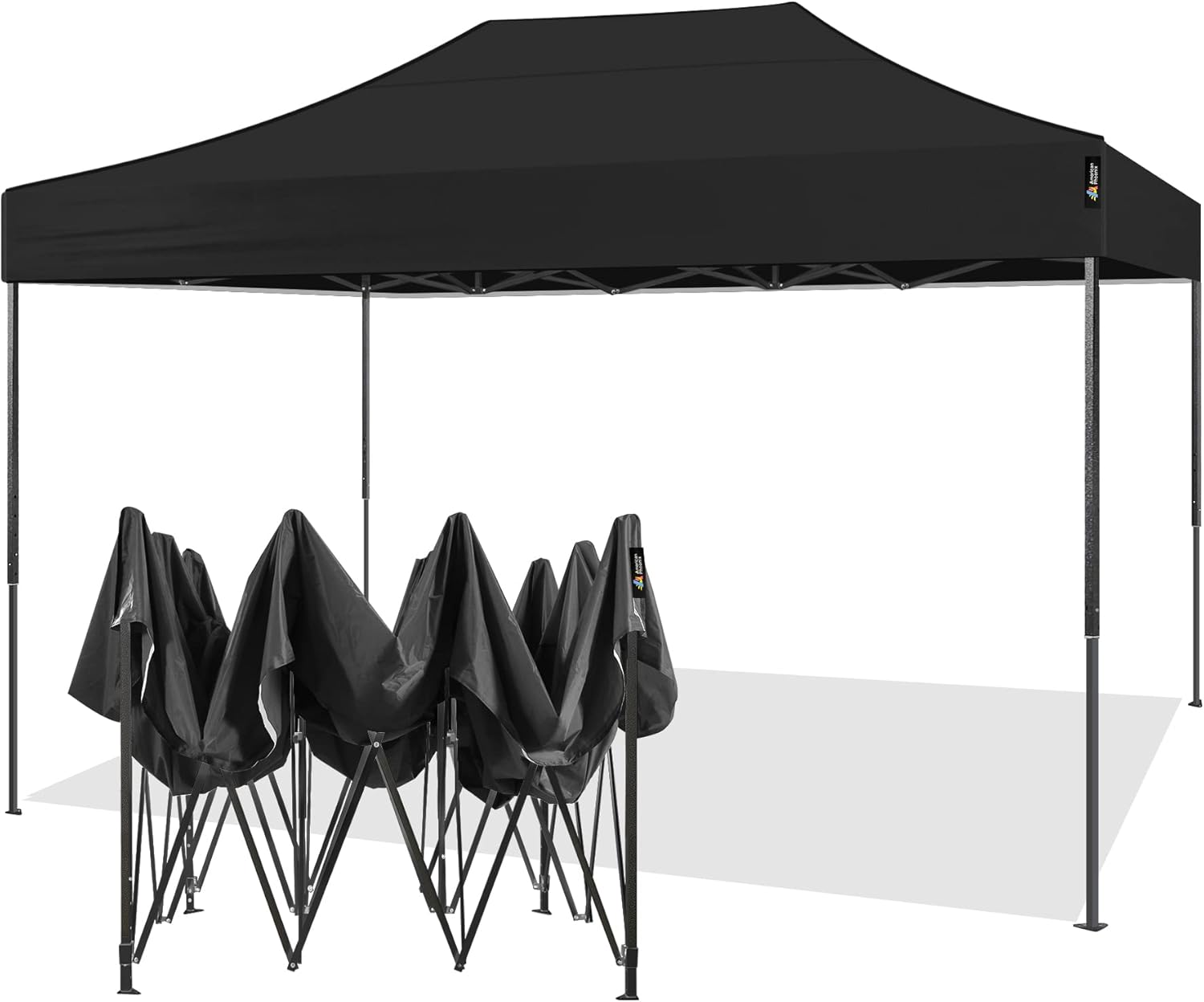 AMERICAN PHOENIX 10x15 Tent Pop Up Canopy Easy Portable Commercial Instant Canopies Outdoor Market Shelter (10'x15' (Black Frame), White)