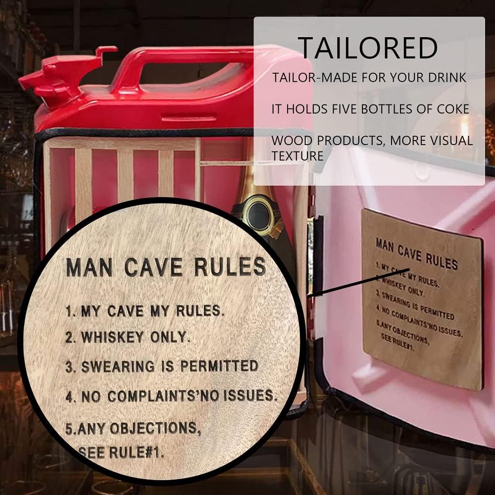 My Cave My Rules Can Bar Set, Christmas Jerry Can Bar, Mini Bar Cabinet Personalized Mini Bar Men's (Red) Pack of 2