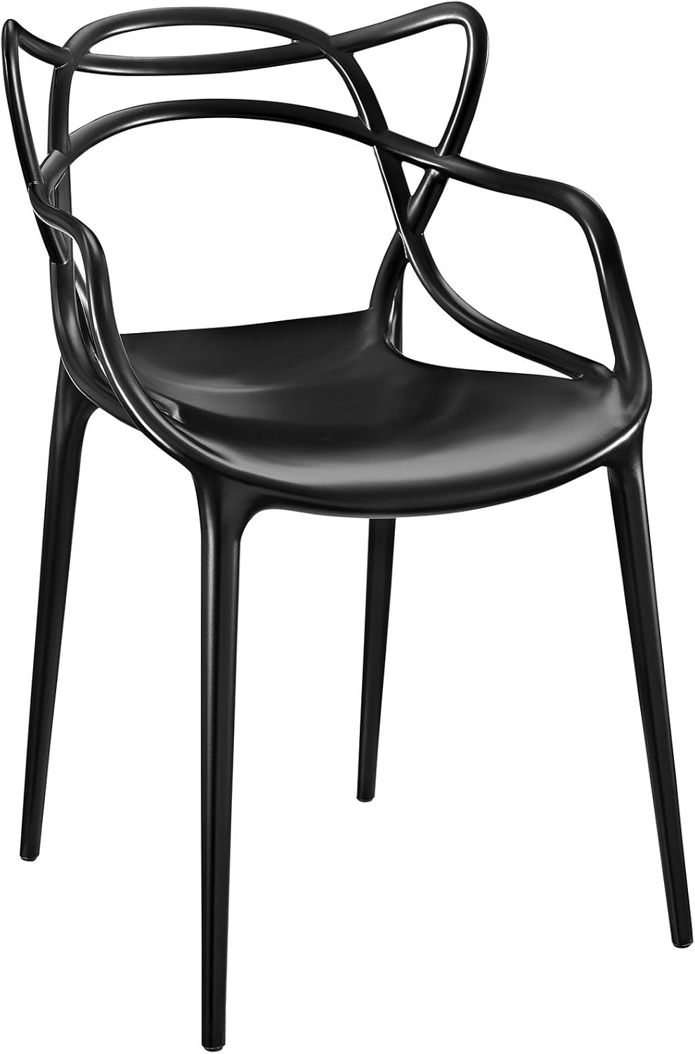 Modway Entangled Modern Molded Plastic Kitchen and Dining Room Arm Chair in Black - Fully Assembled