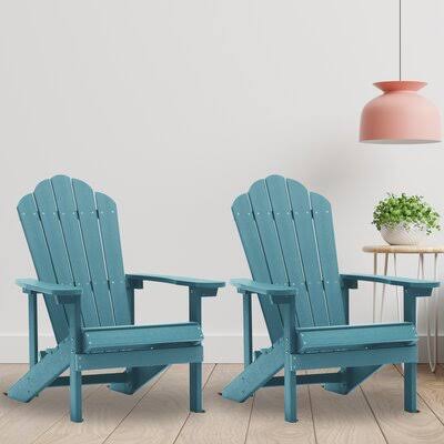 Bucher Set of 2 Plastic Outdoor Patio Adirondack Chair Beachcrest Home Color: Lake Blue