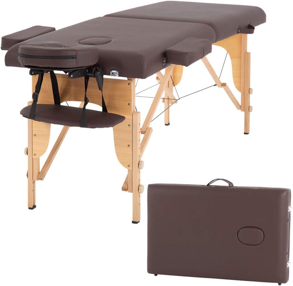 Massage Table Massage Bed Spa Bed 84 Inches Long Portable 2 Folding W/Carry Case Table Heigh Adjustable Salon Bed Face Cradle Bed