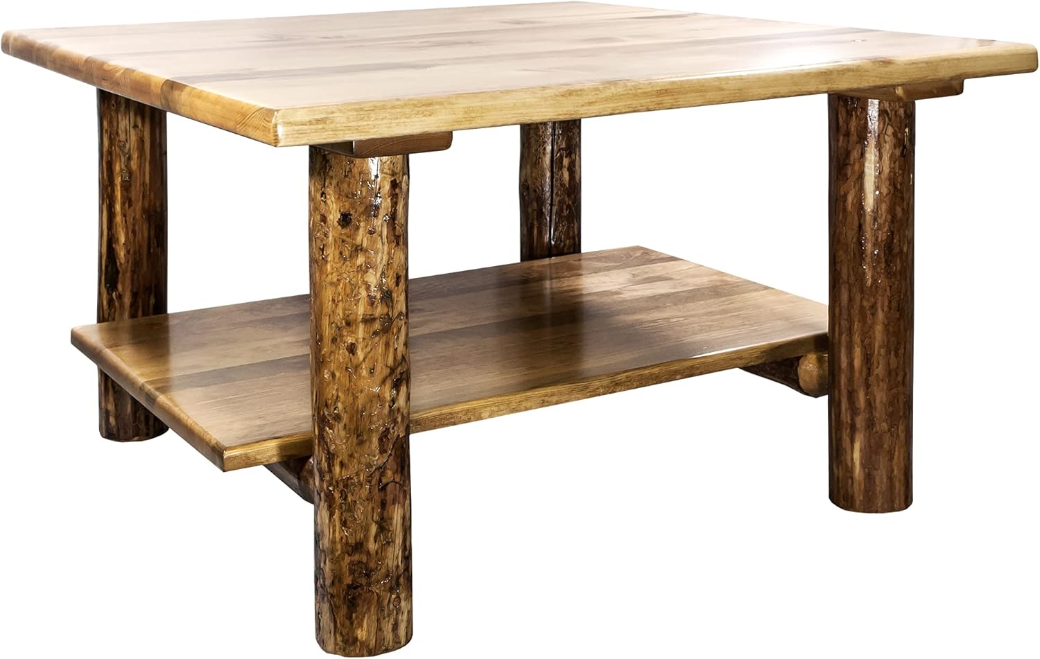 Montana Woodworks Glacier Country Collection Shelf Cocktail Table, Stain & Clear Lacquer Finish