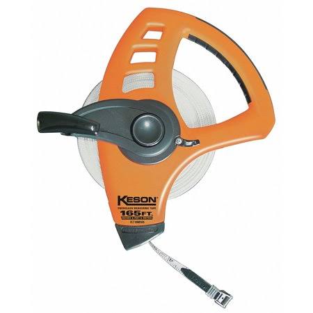 Keson 165 ft/50m Fiberglass SAE/Metric Long Tape Measure, Black/Orange - FLT18M165