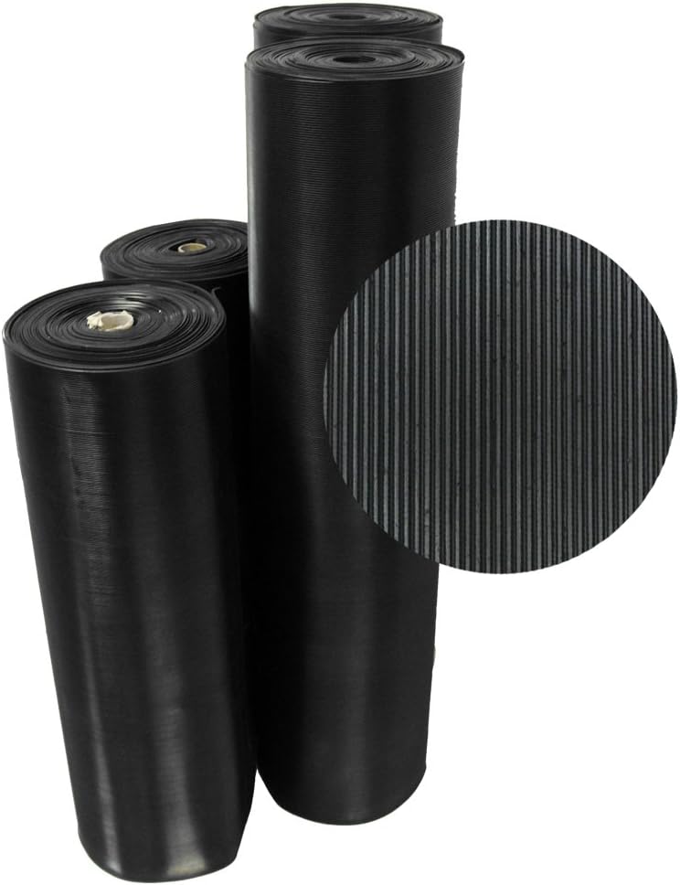 Rubber-Cal 03_167_W_FR_15 Fine Rib Corrugated Rubber Floor Mats, 1/8